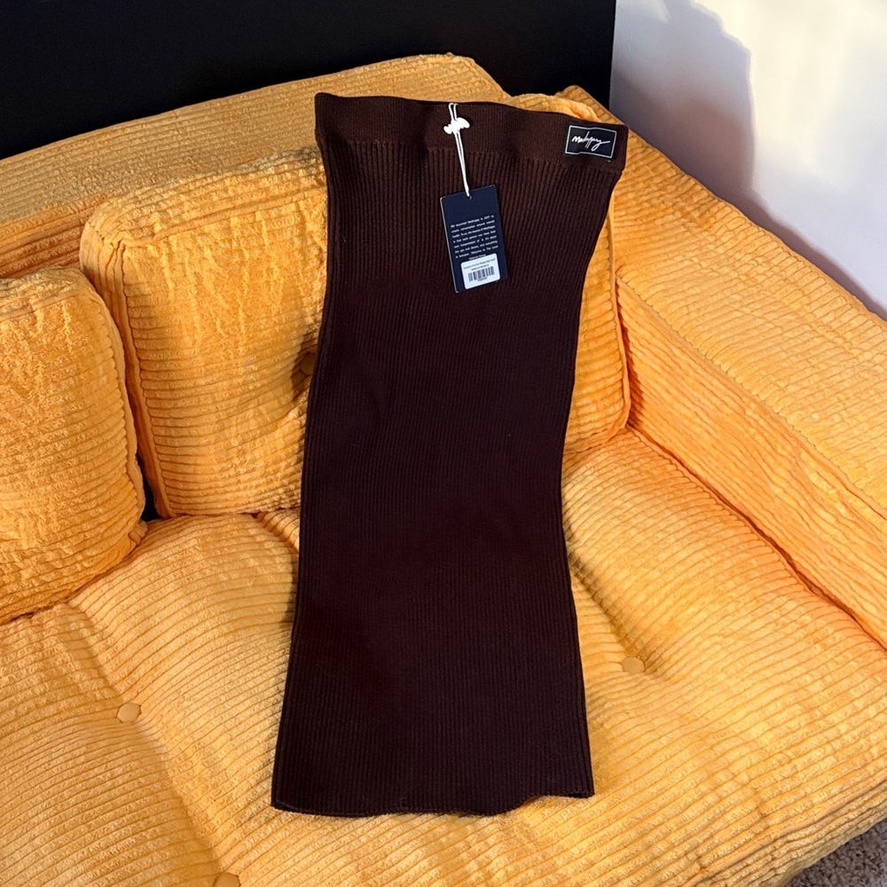 Madhappy Dark Brown Ribbed Knit Skirt